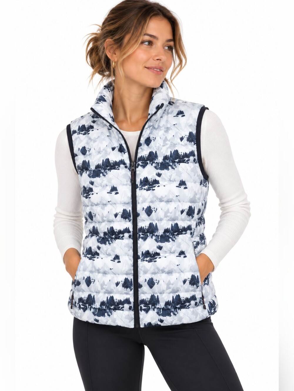 Hawke & Co Sport Performance Puffer Vest M Down Fill Mountain Print Outdoor